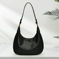 thumbnail image 3 of Shoulder Bag For Women Zipper Crescent Bag Pu Leather Hobo Bag For Travel Decor Bag (Black), 3 of 10