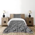 thumbnail image 4 of Ambesonne Black and White Quilted Bedspread Set 2 Pcs, Geometric Art, Twin Size, Black White, 4 of 5