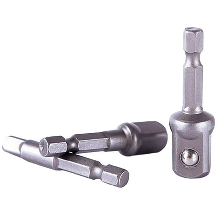 

AQCW 3Pcs/Set Socket Adapter Drill Bit Hex Shank to Drive 1/4inch 3/8inch 1/2inch Socket Adapter Hand Drill Tool for Impact Driver