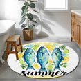 thumbnail image 4 of Summer Round Area Rugs 3 ft, Watercolor Green Fish Lemon Mint Buffalo Plaid Yellow Washable Small Area Rug with Non-Slip Sturdy Edge Binding Round Front Door Mat Floor Carpet for Entryway, 4 of 9