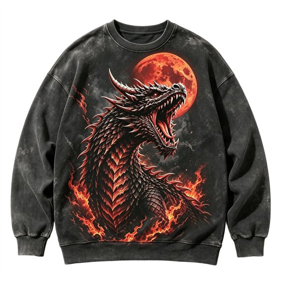 Toddler Boys Pullover Halloween Sweatshirts Dragon Print Shirt Crewneck Long Sleeve Tops Preppy Kids Clothes Size 2-3T