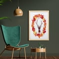 thumbnail image 2 of Fall Wall Art with Frame, Reindeer Head in Rounded Floral Wreath Frame Made with Aesthetic Fall Leaves Print, Printed Fabric Poster for Bathroom Living Room, 23" x 35", Brown Orange, by Ambesonne, 2 of 2