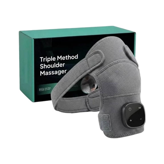 Usb Rechargeable Triple Head Shoulder Massager with Heat Therapy and Adjustable Straps for Neck and Shoulder Pain Relief