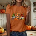 thumbnail image 2 of Halloween T Shirt Women Funny Dancing Skeleton Print Short Sleeve Tee Tops Trendy Casual Crew Neck Pullover Blouses Z003-Orange M, 2 of 4