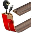 thumbnail image 2 of PYYAN-Floor Cord Cover Self Adhesive Cord Hider Floor Extension Cord Covers for Floor Power Cord Protector Cable Management Prevent Cable Trips Cable Cavity 0.47" W x 0.27" H (Smoked Brown Wood, 3.3F, 2 of 4