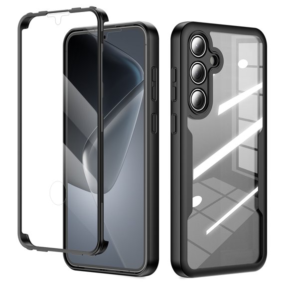 Elegant Choise Case with Screen Protector for Samsung Galaxy S25 Ultra/S25 Plus/S25 with Built-in Screen Protector Full Cover, Black