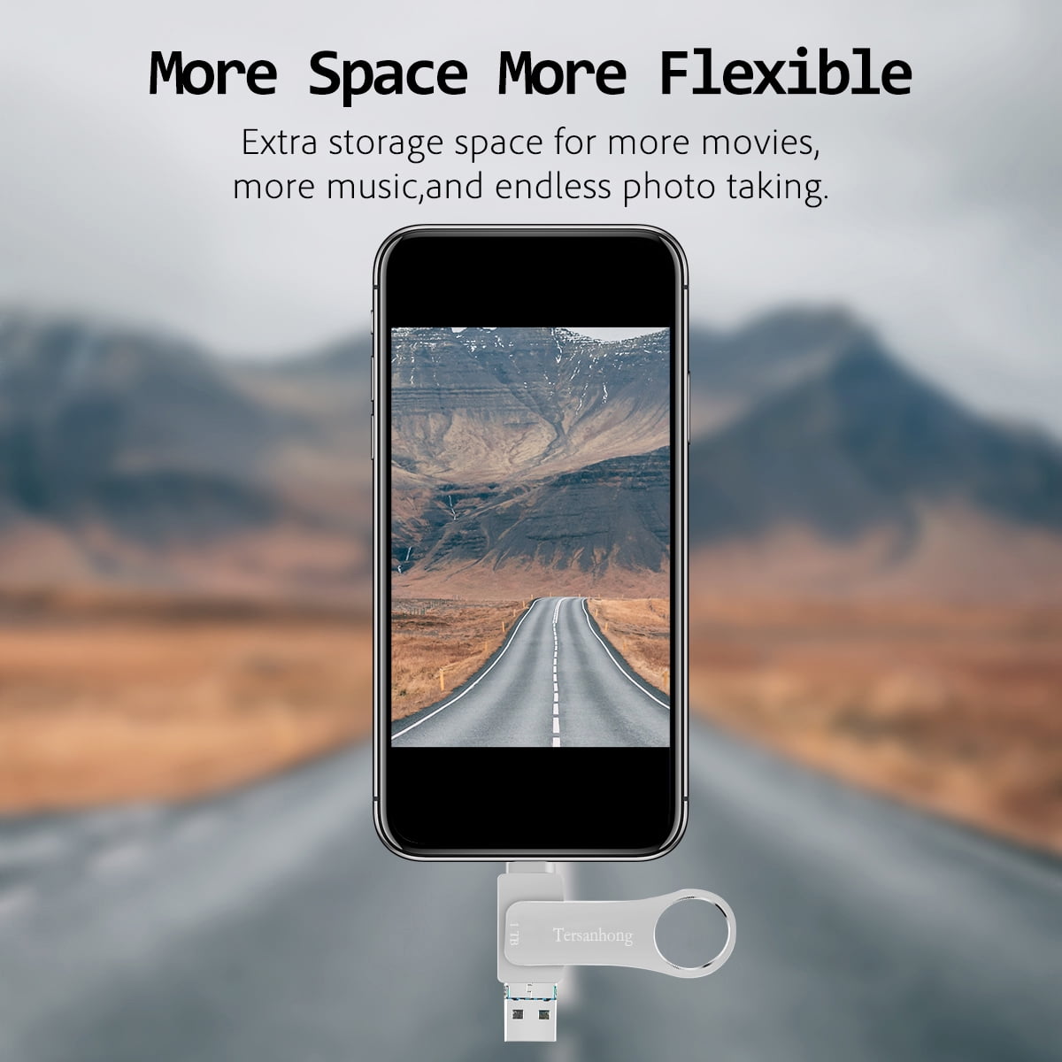 Tersanhong 1 TB Dual USB 3.0 Type C Flash Drive External Drive for Android Phones,Laptop and PC