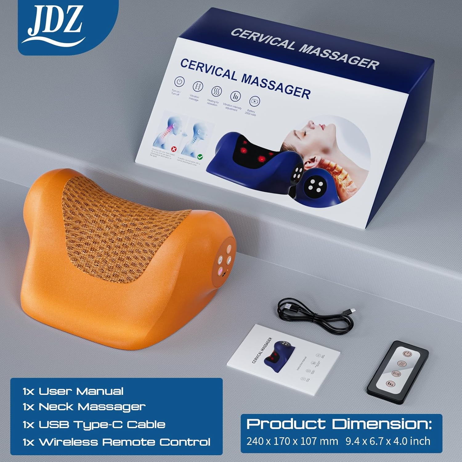 Neck Massager with Heat, 3-in-1 Electric Cervical Massager for Pain Relief & Hot Compress, Ergonomic Neck and Shoulder Relaxer Stretcher - Ideal Gift for Office Workers, Athletes & Everyone, Brown