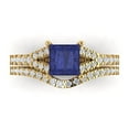 thumbnail image 2 of Clara Pucci 14K Yellow Gold 3.4 Simulated Tanzanite Engraveable Engagement Ring + Wedding Band Set, 2 of 7