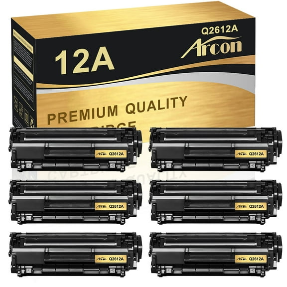 Arcon 6-Pack Compatible Toner for HP 12A Q2612A works with LaserJet 1022 1022nw 1010 1012 3050 3055 3052 M1005MFP M1319MF Printers (Black)