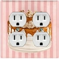 thumbnail image 1 of Metal Light Switch Plate Cover Layered Caramel Cake Striped Wallpaper Pink CAK057, 1 of 13