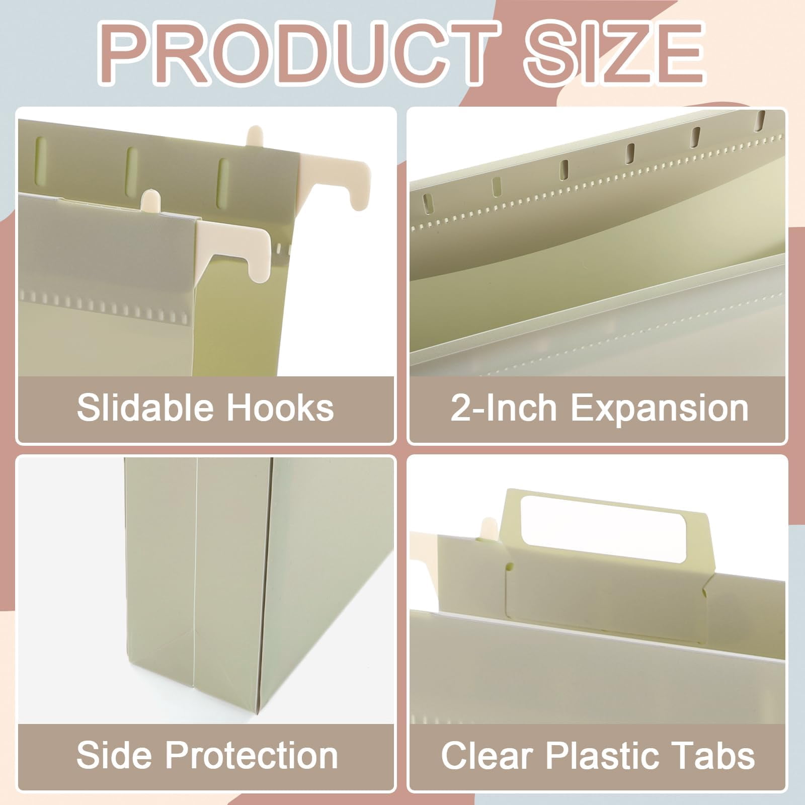 16 Pack Plastic Hanging File Folder Letter Size 2inch Expanding Folders With Tabs Extra Capacity Hang Heavy Duty For Filing Cabinet Designed Bulky Files Morandi Colors