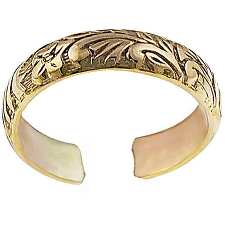 Brinley Co. Sterling Silver Handcrafted Gold-Fill Etched Flower Toe Ring