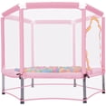 thumbnail image 2 of ARCTICSCORPION Mini Trampoline for Kids with Safety Enclosure Net and Pit Balls, Pink, 55.00" x 55.00" x 43.00", 2 of 7