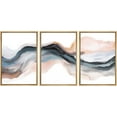 thumbnail image 2 of PixonSign Framed Wall Art Set Pastel Watercolor Blue Brown Ink Wave Smoke Landscape Abstract Canvas Print Nature Wilderness Modern Art Decor Scenic Relax/Calm for Bedroom - 24"x36"x3 Panels Natural, 2 of 5