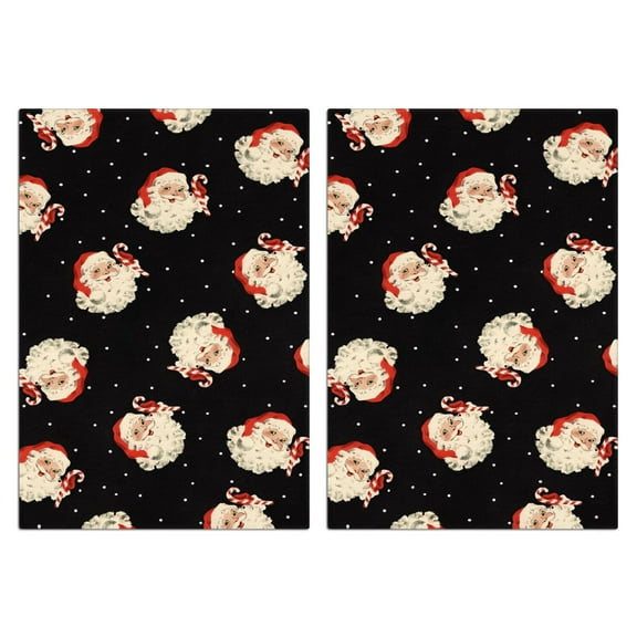 2 Pcs Funny Kitchen Towels,Black Christmas Santa Pattern Microfiber Dish Towels,Kitchen Tea Towels,Kitchen Towel Set (18" X 26")
