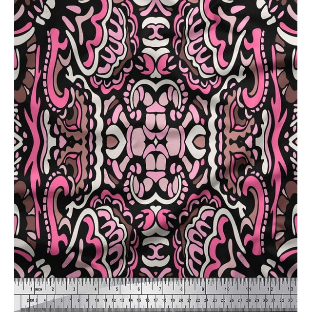 Soimoi Poly Georgette Fabric Floral & Paisley Decorative Print Sewing Fabric Yard 52 Inch Wide