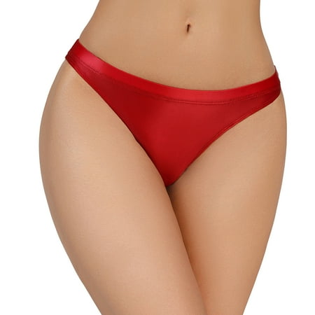 Yuhangmm Women s Shiny Low Waist Briefs Transparent Sexy Underwear Catsuit Lingerie for Women