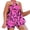 Hot Pink, variant on Women's Abstract Print Two-Piece Set, Halter Neck Sleeveless Top with Matching High Waist Shorts, Casual Outfit for Beach and Vacation