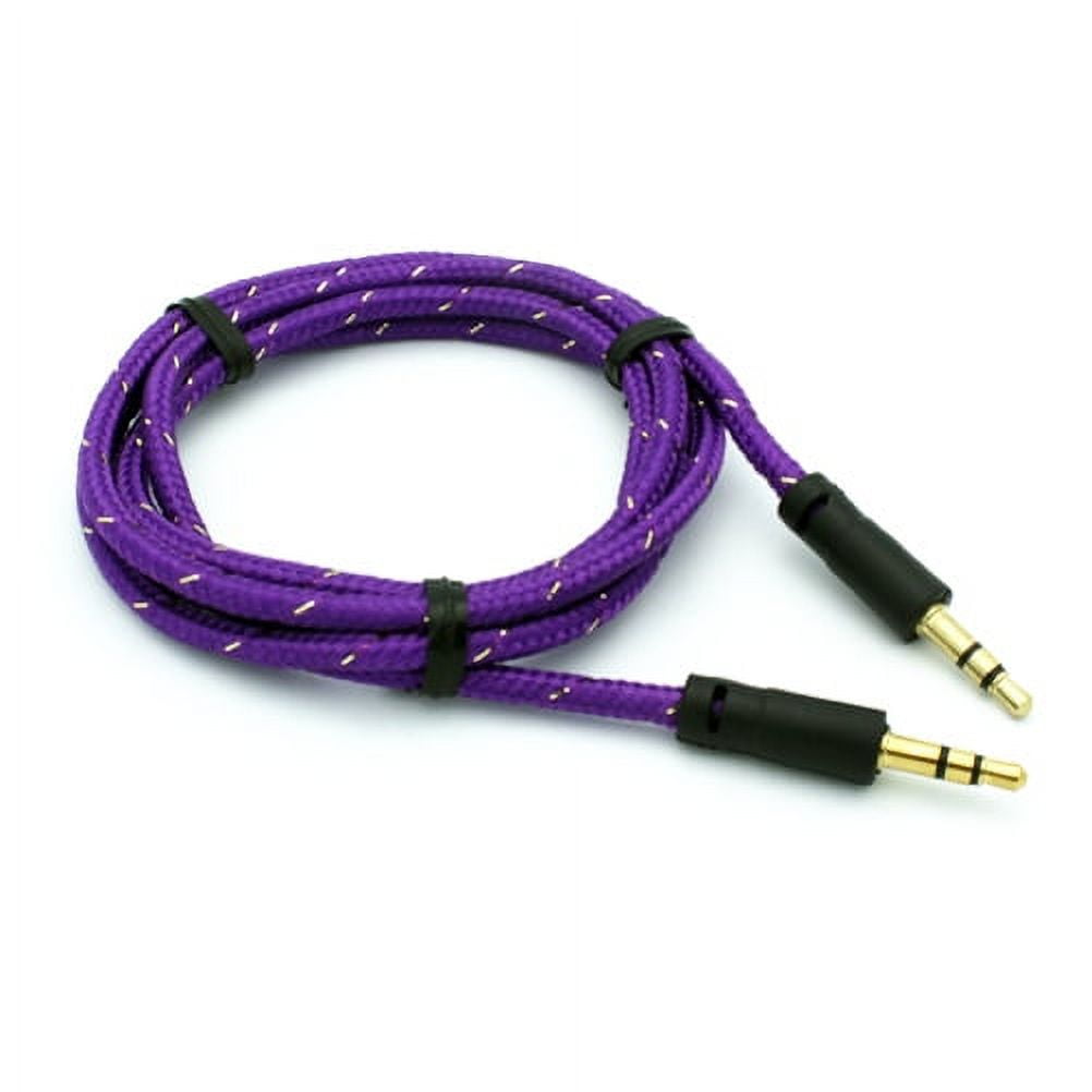 Purple Braided Aux Cable Car Stereo Wire Audio Speaker Cord G9W Compatible With Samsung Galaxy J7 V (2017), Grand Prime Express Prime, Perx, S6 Edge+ Edge, Tab Active A 9.7 8.0 10.1 8.9, S5