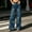 A06-Dark Blue, variant on CALAFEBILA Womens Jeans Straight Leg Fashion Full-Length High Waist Jeans for Women Floral Printed Elastic Denim Pants Versatile Rhinestone Jeans 2025