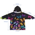 thumbnail image 7 of Black Butterfly Colorful Wings Pattern Blanket Hoodies for Kids 6-13YR Oversize Wearable Blanket Hoodies for Boys Girls Teens, 7 of 7