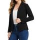 thumbnail image 4 of Blazer de lino INSPIRE CHIC para mujer, chaquetas de traje de un botón con solapa negra, 4 of 6