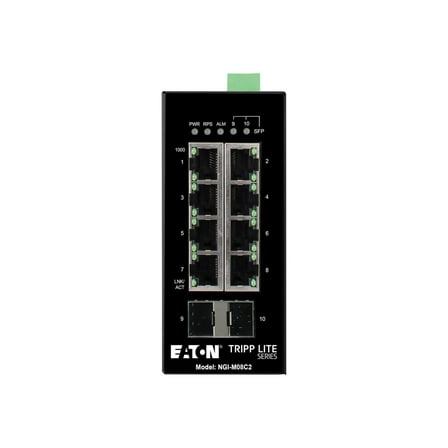 Tripp Lite 8-Port Managed DIN Mount Industrial Gigabit Ethernet Switch NGIM08C2