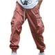thumbnail image 2 of Pantalones largos para hombre, informales, lisos, con bolsillo, cintura elástica, para exteriores, con cordón ajustable, para trabajo, 2 of 5
