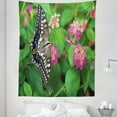 thumbnail image 1 of Swallowtail Tapestry, Rare Butterfly on Blooming Spring Flowers Ecology Nature Theme, Fabric Wall Hanging Decor for Bedroom Living Room Dorm, 5 Sizes, Green Pink Black, by Ambesonne, 1 of 1