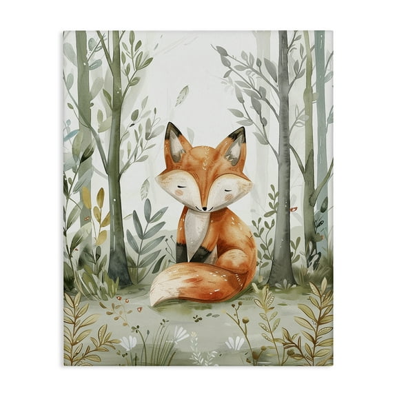 Stupell Industries Soft Woodland Fox Landscape & Nature Painting Wrapped Canvas Art Print Wall Art, 16 x 20