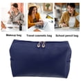 thumbnail image 2 of Unique Bargains Floral Makeup Bag Zipper Flower Cosmetic Pouch Dark Blue, 2 of 7