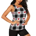 thumbnail image 2 of Haiem Heart Black Buffalo Plaid Gingham Printed Women's Workout Tank Top, Quick-Dry Sleeveless Gym Shirt, Breathable Lightweight Athletic Top for Running, Yoga, and Casual Wear-Medium, 2 of 7
