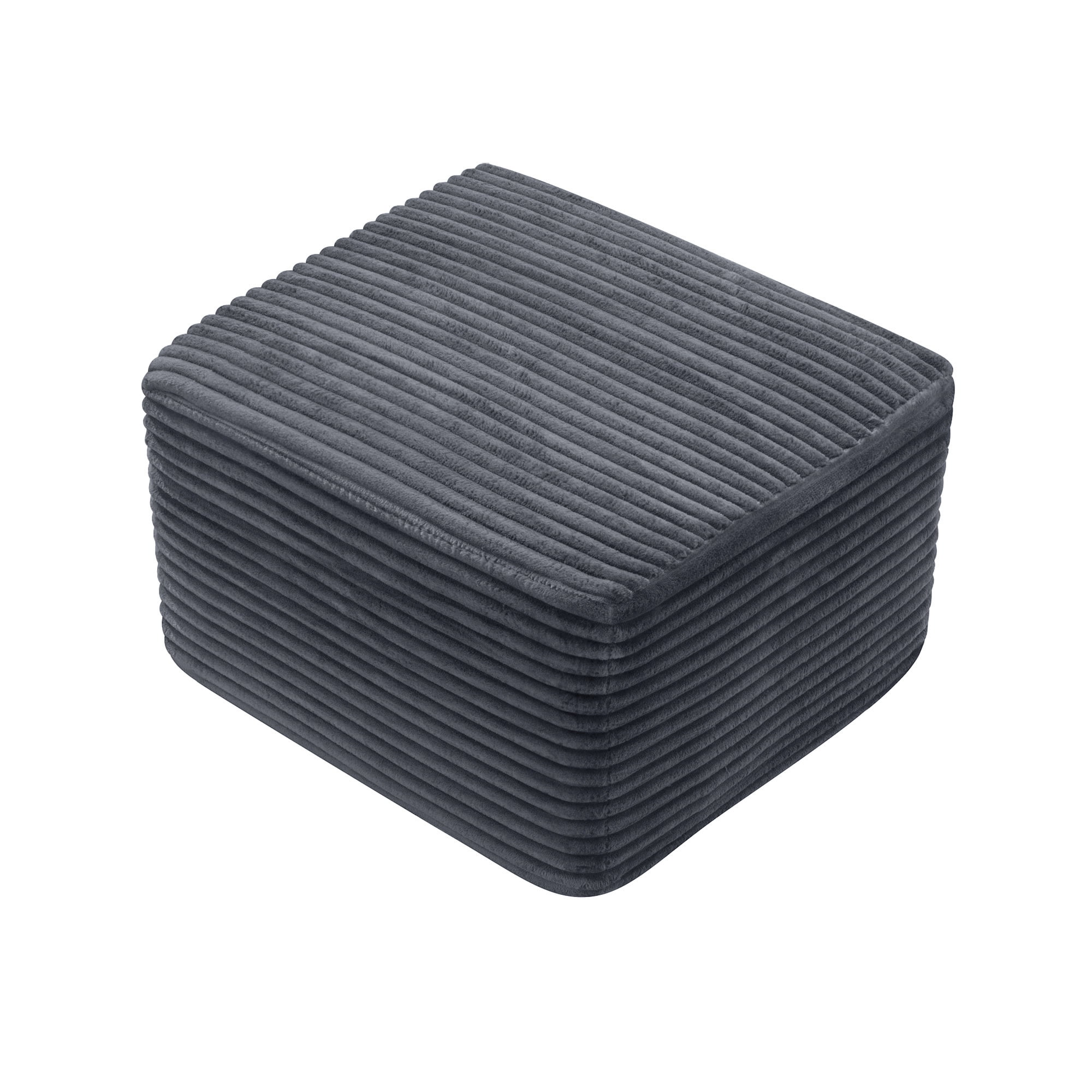 27.6" Corduroy Square Upholstered Ottoman, Soft Padded Foot Stool for Living Room Bedroom Decor