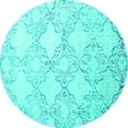 thumbnail image 1 of Ahgly Company Machine Washable Indoor Round Abstract Turquoise Blue Contemporary Area Rugs, 5' Round, 1 of 4