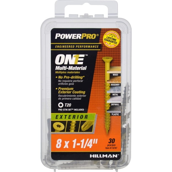 Tornillos Power Pro One Multi-Material Bronce #8 x 3 cm, 30 unidades