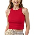 thumbnail image 2 of LWNYDPLSD Girls Casual Basic Tank Top Slim Fit Sleeveless Ribbed Knit Y2k Crop Tank Top for Teens Girl Trendy Dance Sports Tops Cute Clothes, 2 of 4