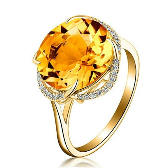 Fashion Citrine Gold Plated Gemstone Ring Yellow Diamond Ring Open Ring 925 Sterling Silver Plate Princess Cut Cubic Zirconia Citrine Ring Wedding Ring (Adjustable opening)