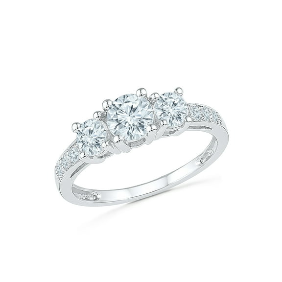 Dgold Sterling Silver Lab Created White Sapphire Promise Ring For Women