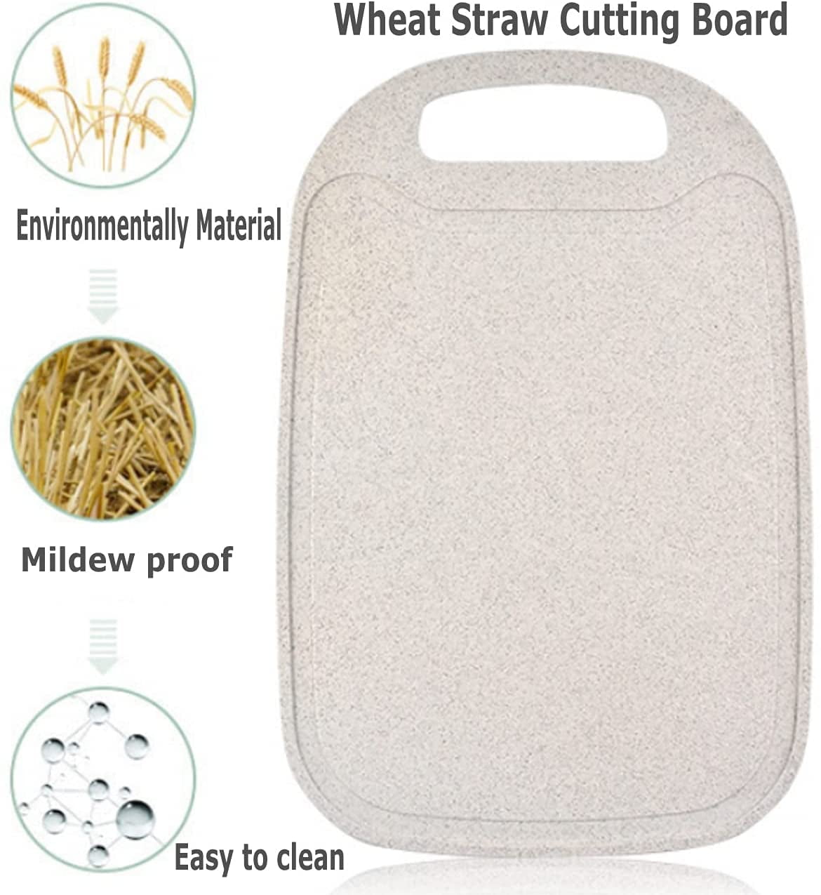 3 Pack Mini Kitchen Cutting Board Set Small Fruit Cutting Board Wheat Straw Plastic Cutting Boards Mats Dishwasher Safe, Juice Grooves, Thicker Boards Easy Grip Handle, Non Porous(13 Inch x 8.5 Inch)