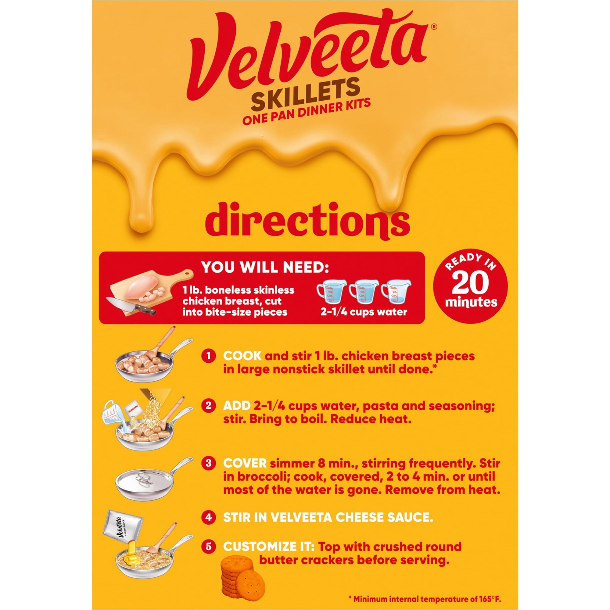Pack of 3 Velveeta Skillets Chicken Pasta Dinner Kit with Broccoli & Orzo, 13.6 oz Box-With Bowl by Mahad