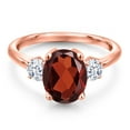 thumbnail image 3 of Gem Stone King 3.30 Ct Oval Red Garnet 18K Rose Gold Plated Silver Ring, 3 of 6