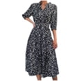 thumbnail image 1 of Pompotops Robe Longue Maxi Bohème Mode Femme Col en V Manches Mi-Longues Imprimé Floral, 1 of 4