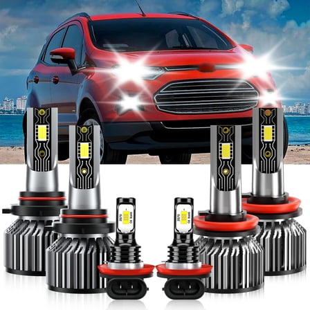 VEHIFOMO LED Headlight High Low Beam Fog Light Bulbs Kit For Ford EcoSport 2018-2020