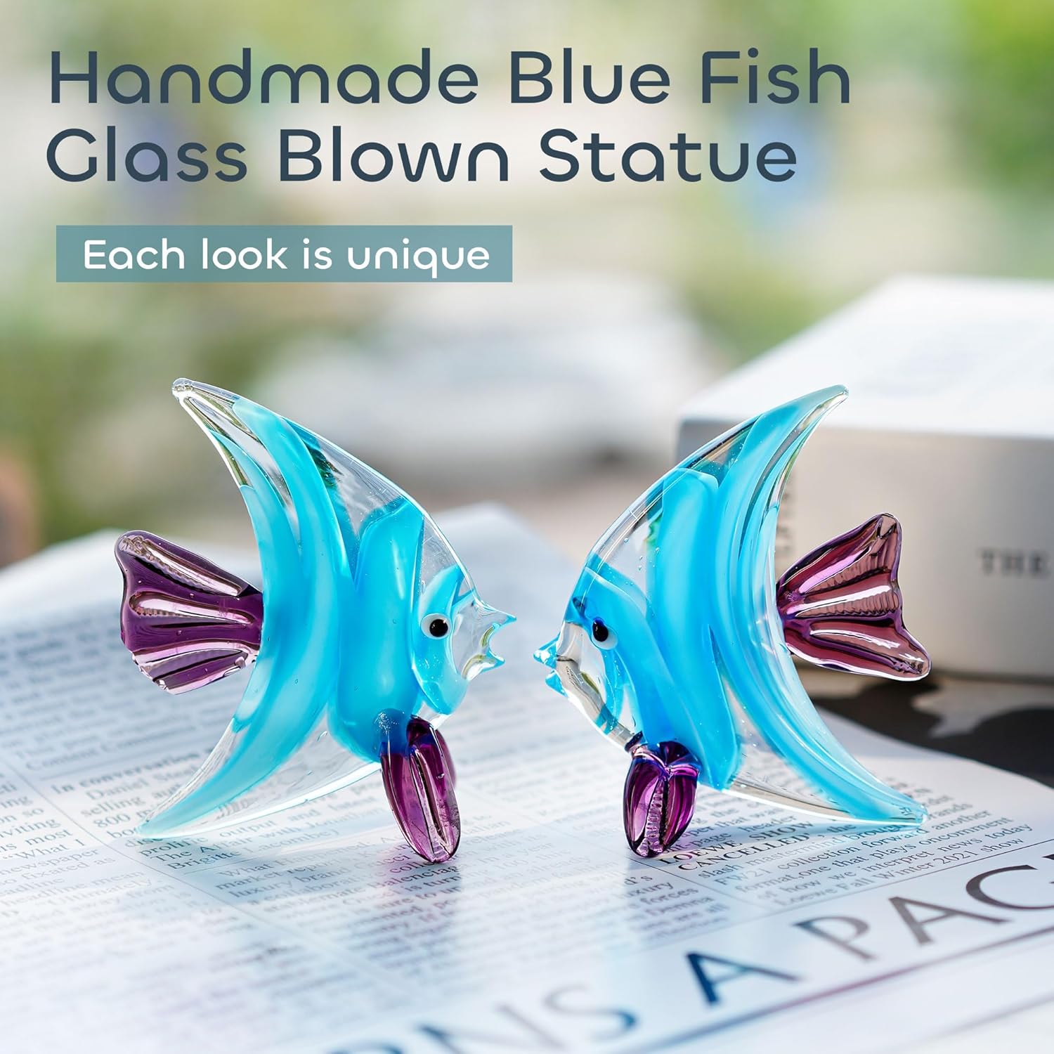 Crystalsuncatcher Blown Glass Figurines Tropical Fish Murano Art Sea Life Handicraft Animal Figure for Fish Tank Ornament or Aquarium Decorations