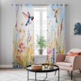 thumbnail image 5 of Spring Hummingbird Floral Kitchen Curtains 84 Inch Length, Farmhouse Flower Botanical Grommet Top Bedroom Living Room Curtains, Light Filtering Cafe Curtain Drapes 2 Panels Set 84''x84'', 5 of 9