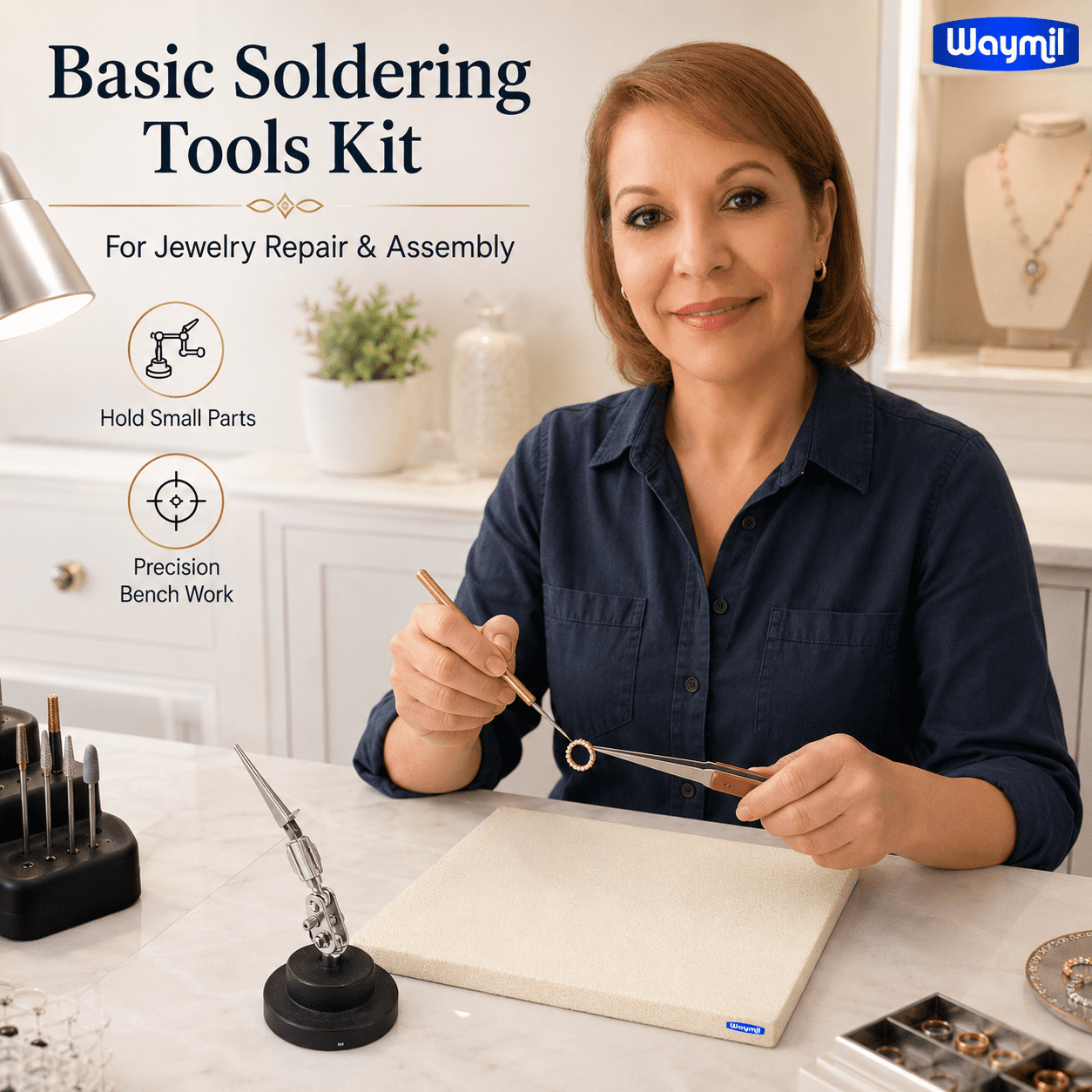 Jewelry Crafts Soldering Tools Kit Ceramic Solder Board Third Hand Pick Tweezers