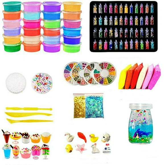 108pcs DIY Slime Kit Supplies Clear Crystal Slime Making Kit Slime Foam Beads