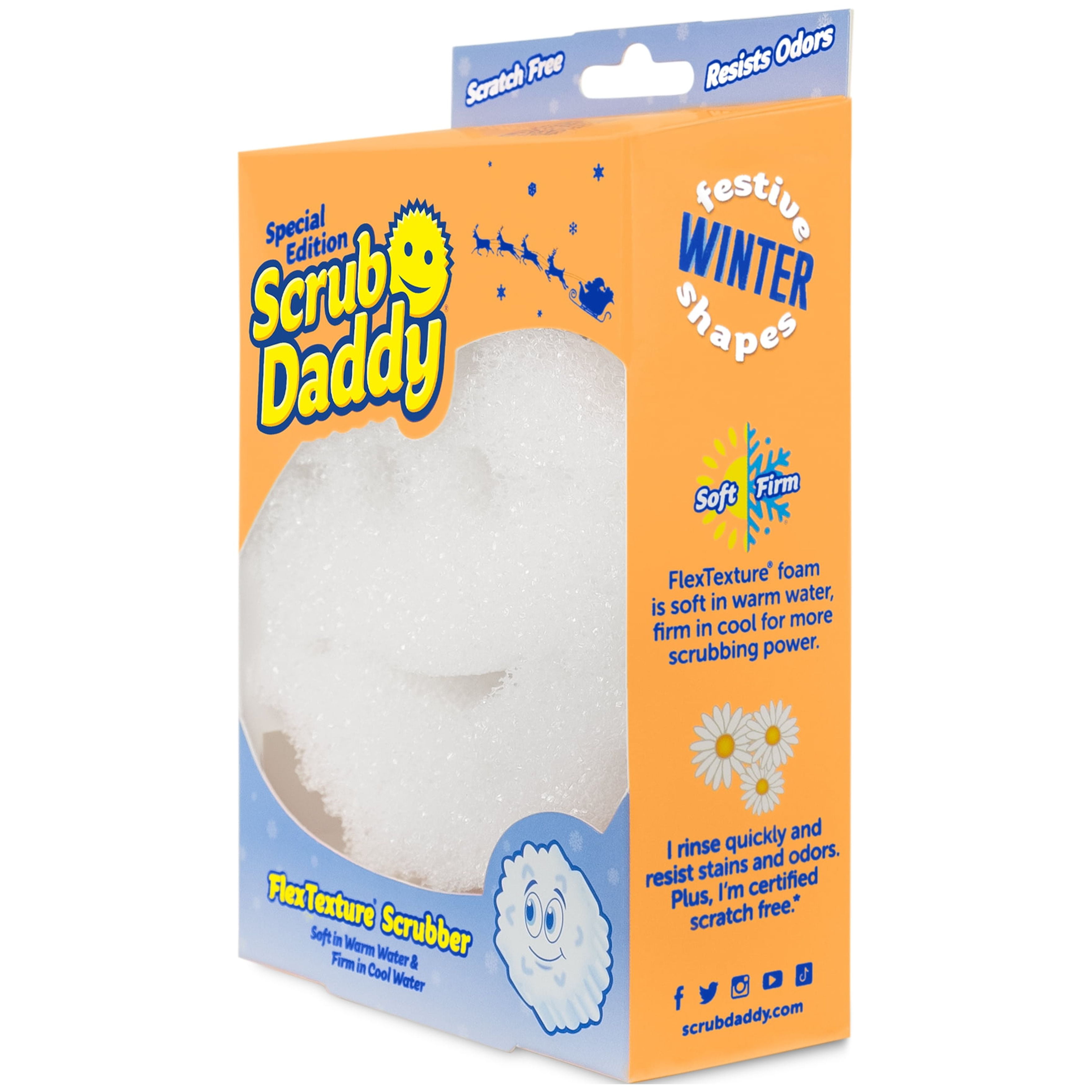 Scrub Daddy Sponge Set - Winter Shapes - Non Scratch Scrubbers for Dishes  and Home, Odor Resistant, Temperature Controlled, Soft in Warm Water, Firm