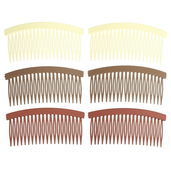 Unique Bargains 6pcs Solid Color Side Comb 20 Frosted Wide Teeth Side Hair Combs for Women Khaki Orange Beige